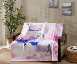 Purple Crescent Unicorn Fleece Raschel Throw, (50" X 60") -Hoover Sales Store 810616378 B0 4