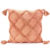 Blush Tufted Lattice Square Throw Pillow