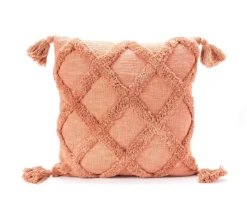 Blush Tufted Lattice Square Throw Pillow