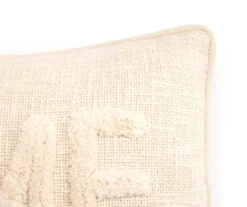 "Home" Beige Tufted Rectangle Throw Pillow -Hoover Sales Store 810617167 A8 2