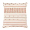 White & Blush Jacquard Textured Stripe Square Throw Pillow