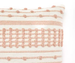 White & Blush Jacquard Textured Stripe Square Throw Pillow -Hoover Sales Store 810617168 A8 2 1