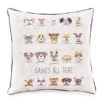 "Gangs All Here" Beige Dogs Embroidered Square Throw Pillow