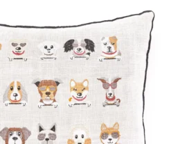 "Gangs All Here" Beige Dogs Embroidered Square Throw Pillow -Hoover Sales Store 810617170 A8 2 1