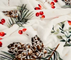 White & Green Pine Print Sherpa Throw, (50" X 60") 5 White & Green Pine Print Sherpa Throw, (50" X 60") -Hoover Sales Store 810617291 A8 2