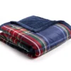 Navy & Red Plaid Sherpa Throw, (50" X 60")