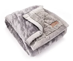 Gray Box Quilt Sherpa Throw, (50" X 60")