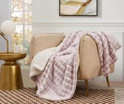 Textured Grid Micromink & Sherpa Reversible Throw -Hoover Sales Store 810617372 A8 2