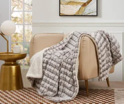 Textured Grid Micromink & Sherpa Reversible Throw -Hoover Sales Store 810617374 A8 2