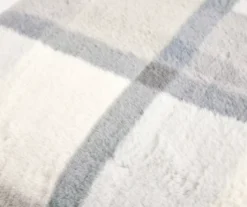 Gray & White Plaid Faux Fur Throw, (50" X 60") -Hoover Sales Store 810617511 A8 2