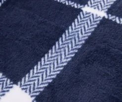 Navy & White Plaid Twin/Full Velvet Plush Blanket -Hoover Sales Store 810617521 810617523 A8 2