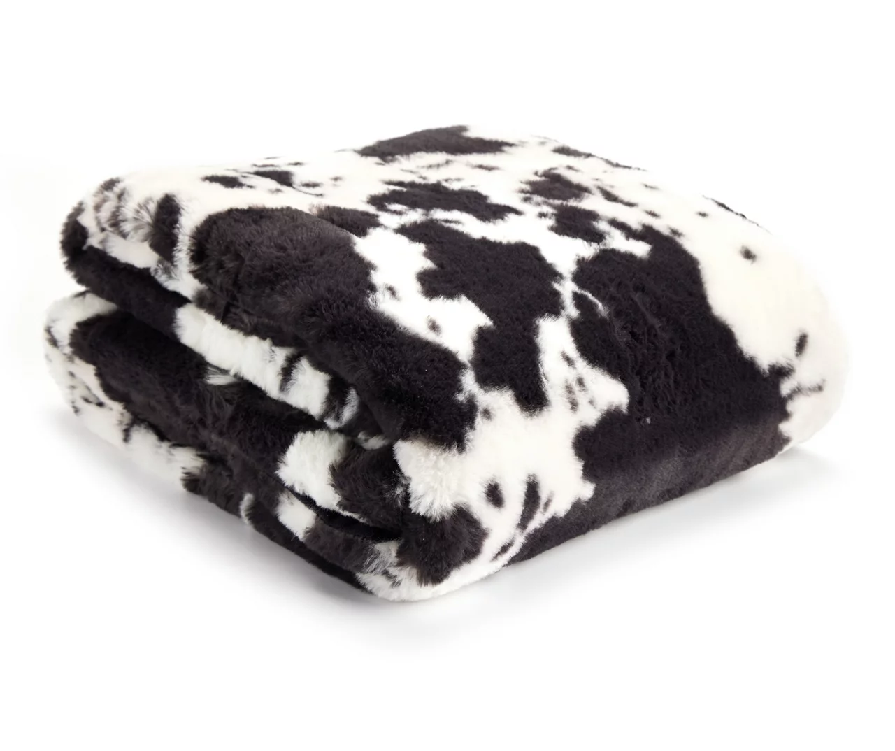 Black & White Cow Print Faux Fur Throw, (50" X 60") 1 Black & White Cow Print Faux Fur Throw, (50" X 60")