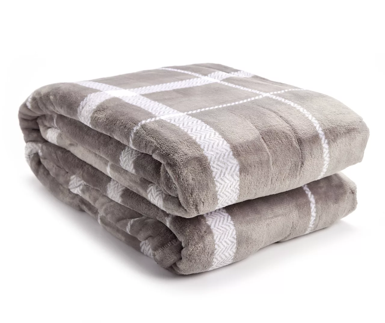 Gray & White Plaid Twin/Full Velvet Plush Blanket 1 Gray & White Plaid Twin/Full Velvet Plush Blanket
