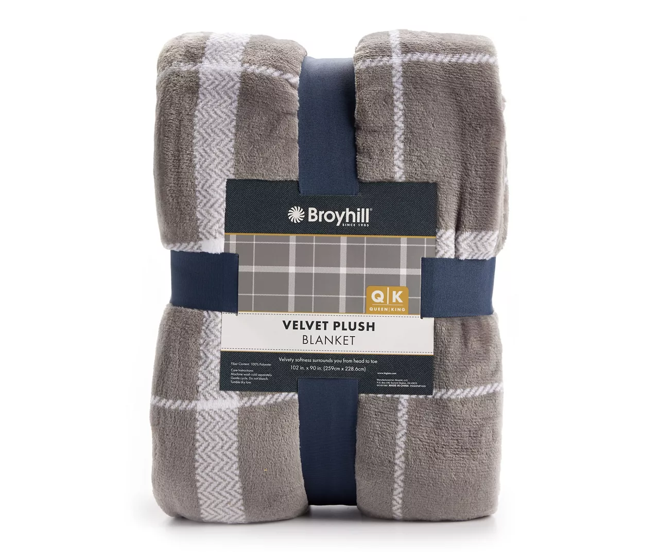 Gray & White Plaid Twin/Full Velvet Plush Blanket 2 Gray & White Plaid Twin/Full Velvet Plush Blanket - Image 2