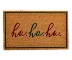 Santa's Workshop "Ho. Ho. Ho" Red & Green Coir Doormat