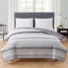 Gray & White Stripe Microfiber Quilt