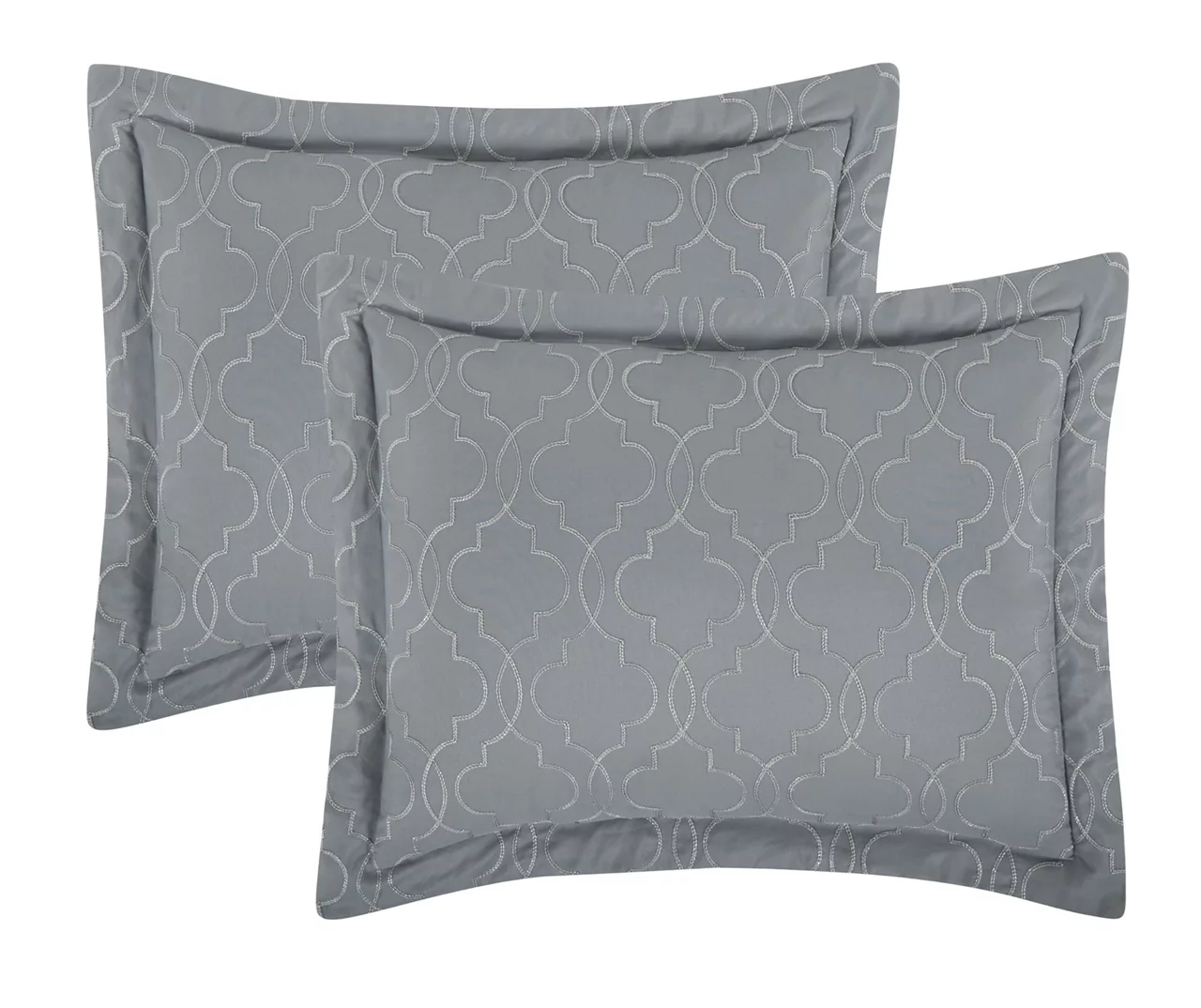Gray Embroidered Lattice Queen 3-Piece Comforter Set 2 Gray Embroidered Lattice Queen 3-Piece Comforter Set - Image 2