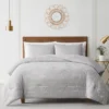 Casa Gray & White Embroidered Floral Comforter Set