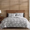 Gray & White Snowflake Plush Full/Queen 3-Piece Quilt Set