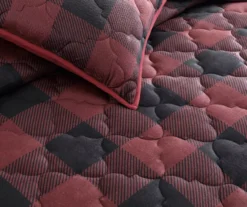 Black & Red Buffalo Check Plush Full/Queen 3-Piece Quilt Set 6 Black & Red Buffalo Check Plush Full/Queen 3-Piece Quilt Set -Hoover Sales Store 810625032 A8 2