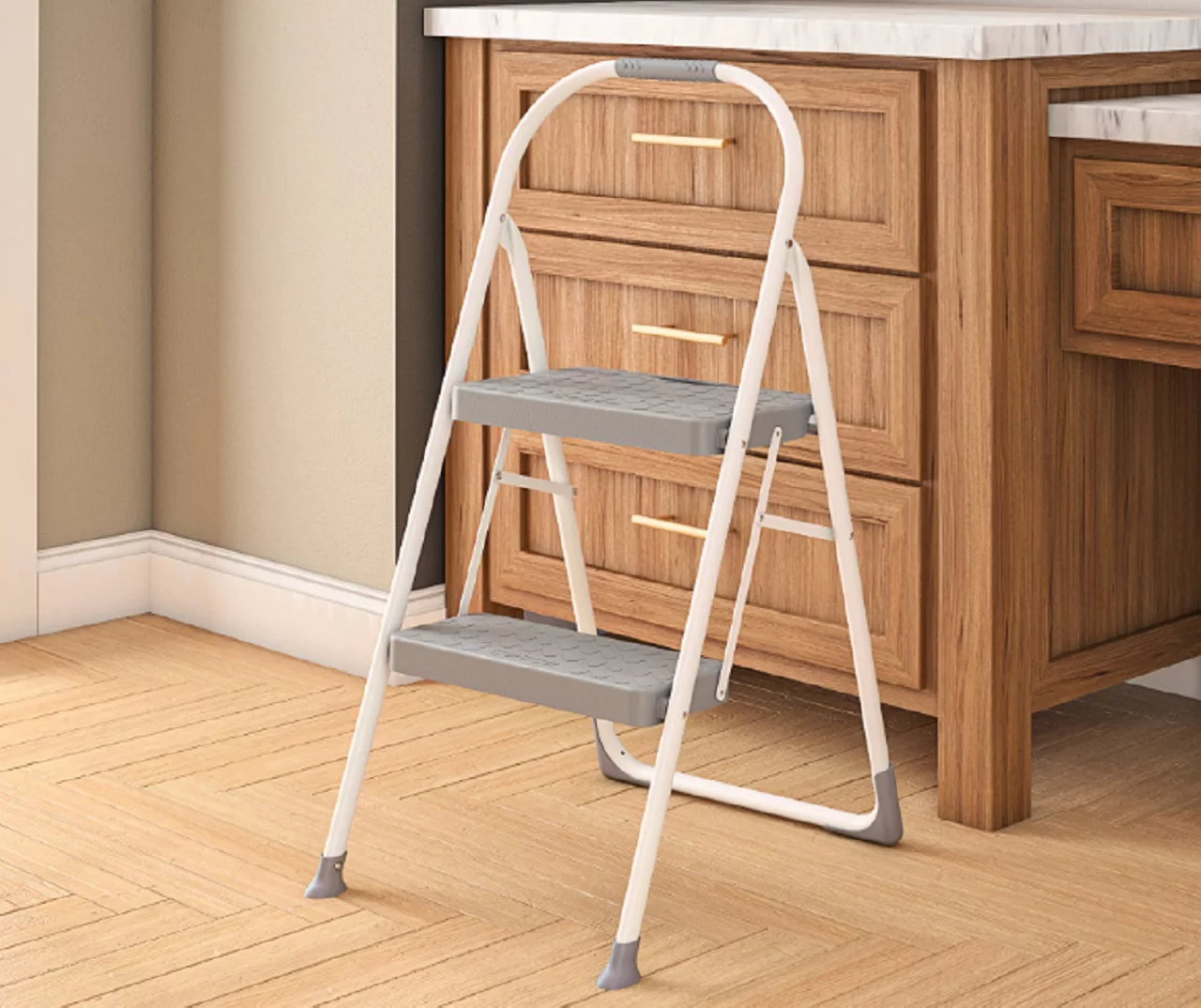 COSCO Gray 2-Step Folding Step Stool 4 COSCO Gray 2-Step Folding Step Stool - Image 4