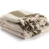 Olive & Ivory Herringbone Stripe Throw, (50" X 60")