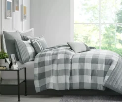 Kingston Gray & White Buffalo Check California King 8-Piece Comforter Set -Hoover Sales Store 810679989 810679990 810679991 A1 3