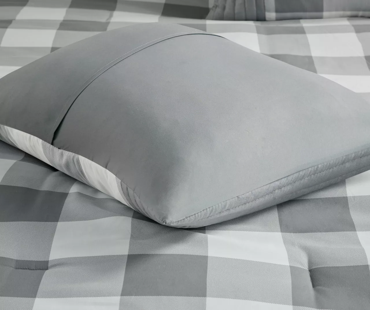 Kingston Gray & White Buffalo Check Queen 8-Piece Comforter Set 10 Kingston Gray & White Buffalo Check Queen 8-Piece Comforter Set - Image 10
