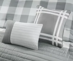 Kingston Gray & White Buffalo Check California King 8-Piece Comforter Set -Hoover Sales Store 810679989 810679990 810679991 A8 12