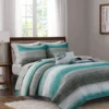 Seth Aqua & Gray Paint Stroke California King 8-Piece Quilted Coverlet Set