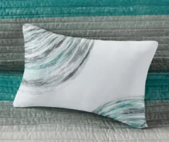 Seth Aqua & Gray Paint Stroke California King 8-Piece Quilted Coverlet Set -Hoover Sales Store 810681290 810681289 810681288 810681287 810681286 A8 8